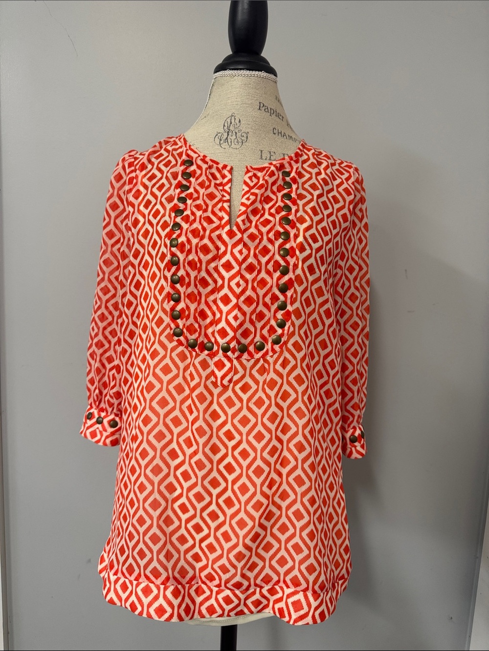 artis Orange Geo-Print Tunic with Studded Yoke